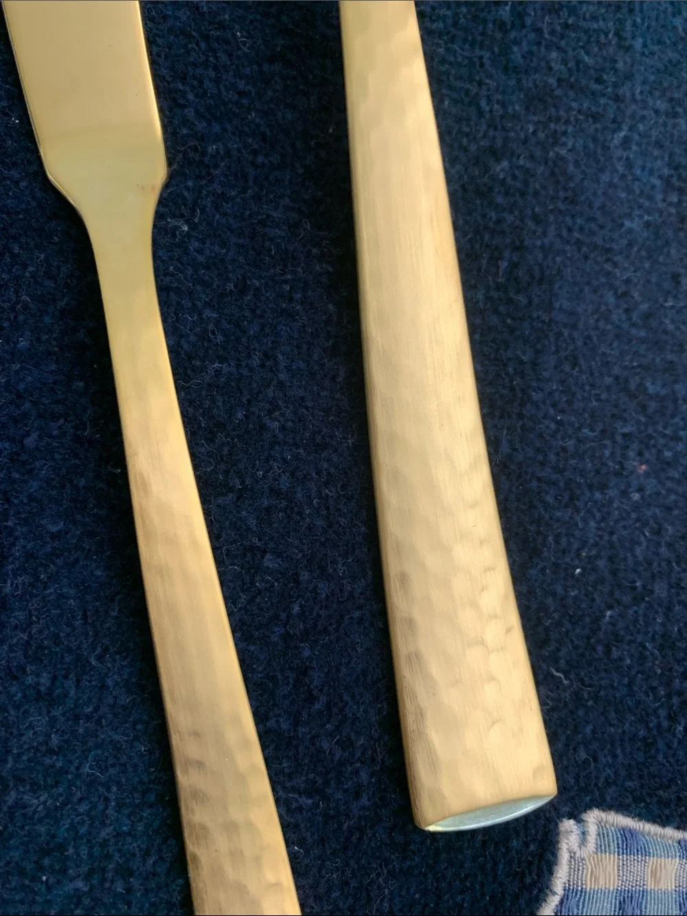 Hammered Gold Flatware Serving Set - 6 Polished Gold Spreaders & Spoons NWOT